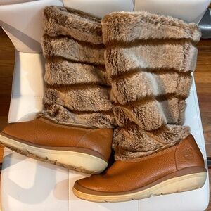 Timberland Faux Fur Leather Knee High Boots